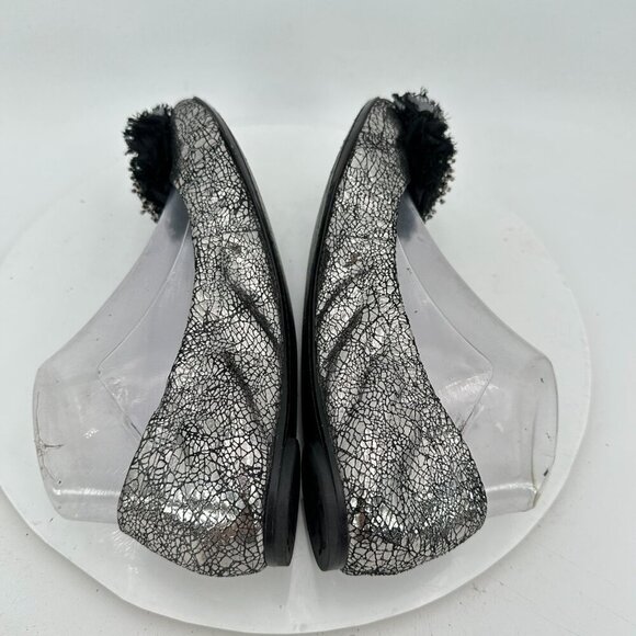 Tory Burch Women Size 7.5M Scrunch Amelia Crystal Silver Ballet Flat Shoes - Picture 6 of 11